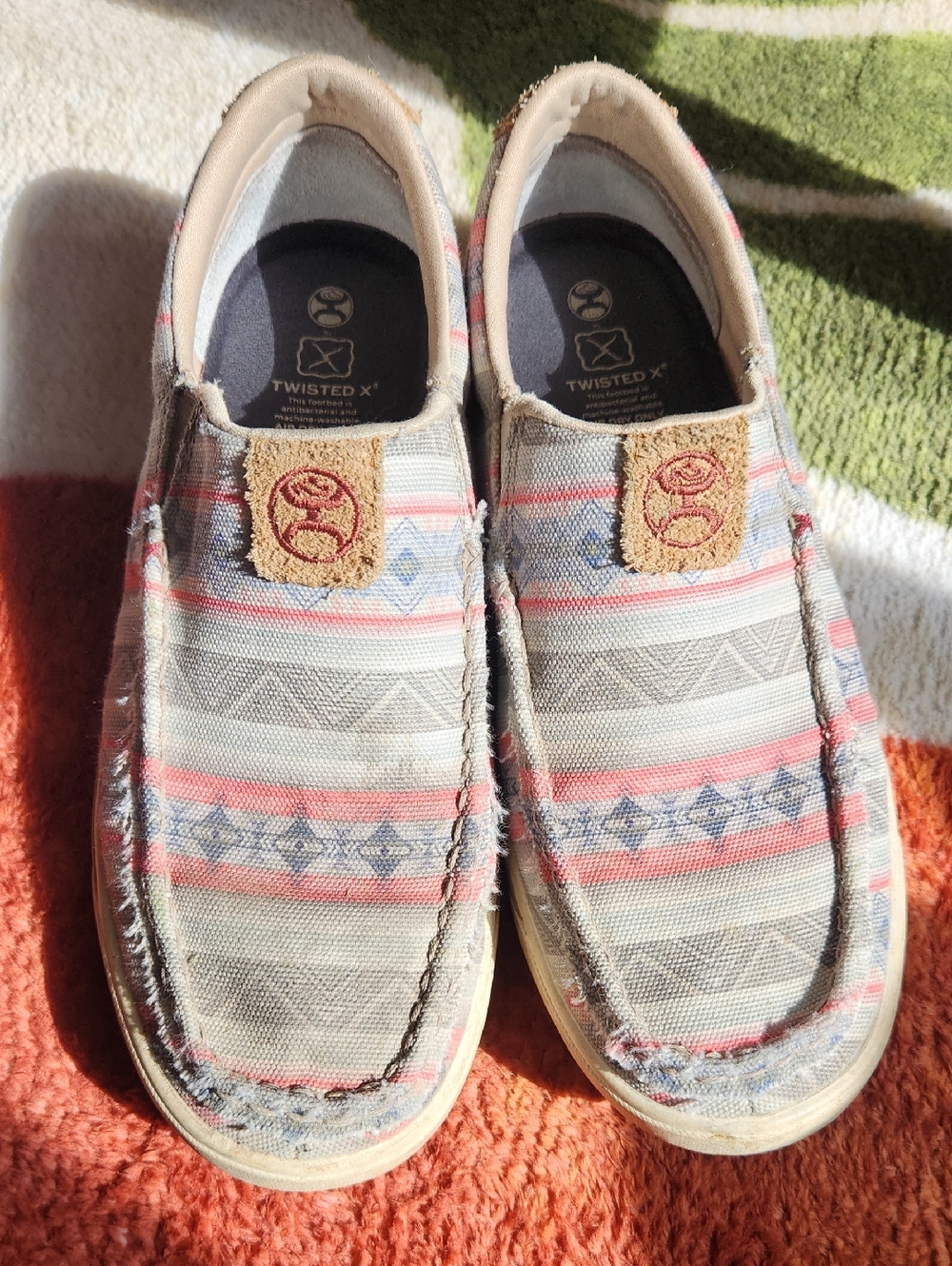 Twisted X Canvas Slip-On Shoes in Beige, Coral, Blue, Gray